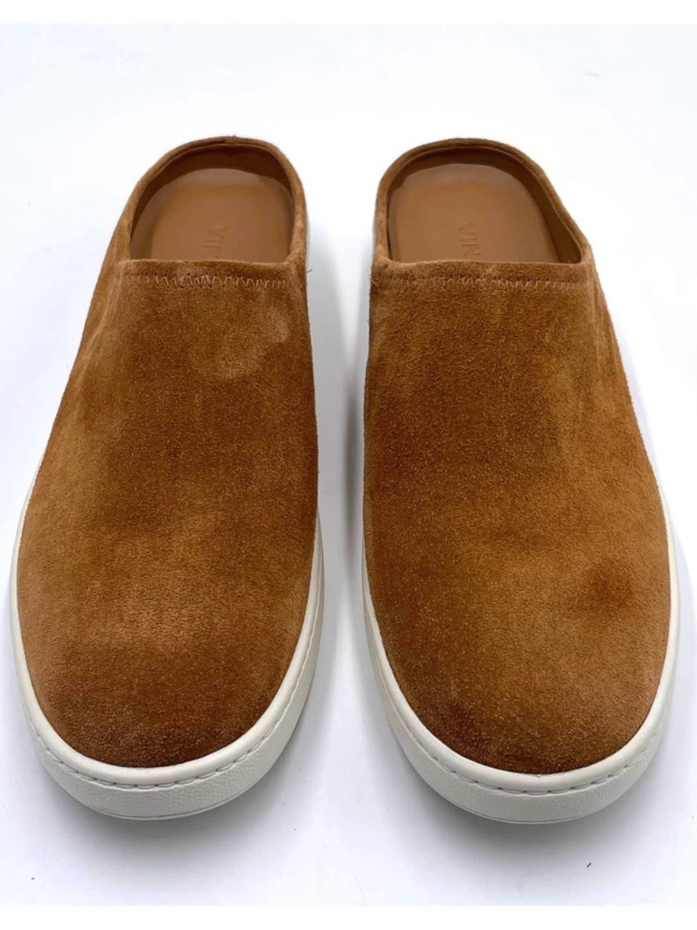 VINCE Vianne Cognac Suede Slip-On Mule Flats